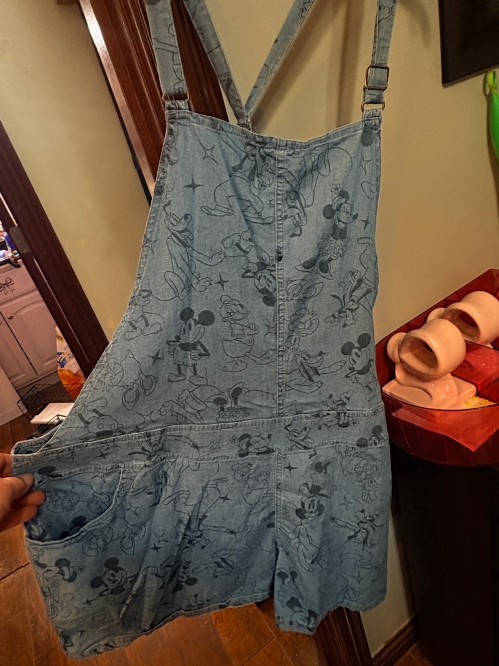 Never worn Torrid 2 Denim Mickey Mouse Print Overall Shorts